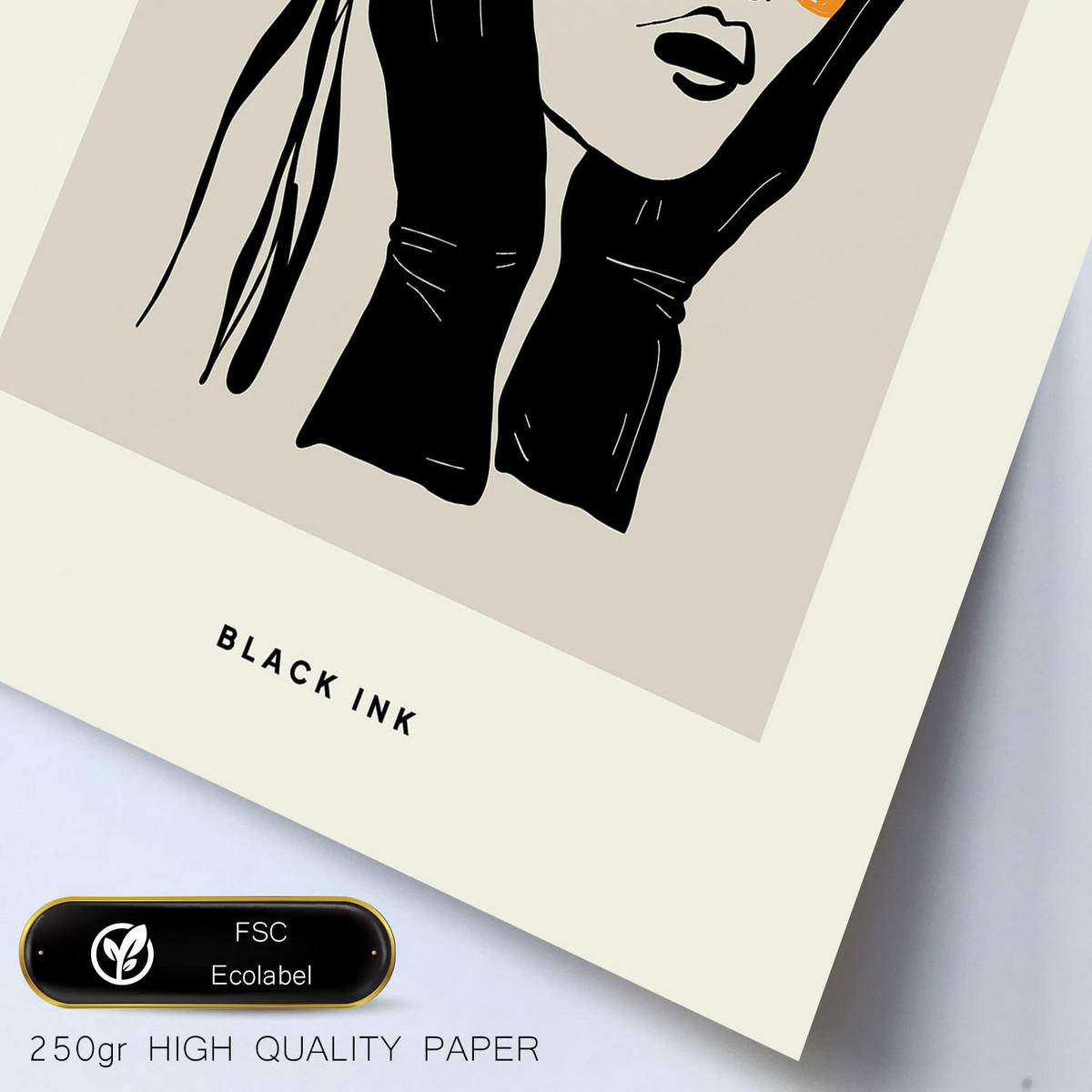 POSTER Set Mit 6 In Schwarzer Tinte Anspruchsvoll Künstlerische Und Abstrakte Drucke Für Innenarchitektur A3 & A4 Rahmen Aus Hellem Holz - Beige, Papier (29/3cm) - Nacnic