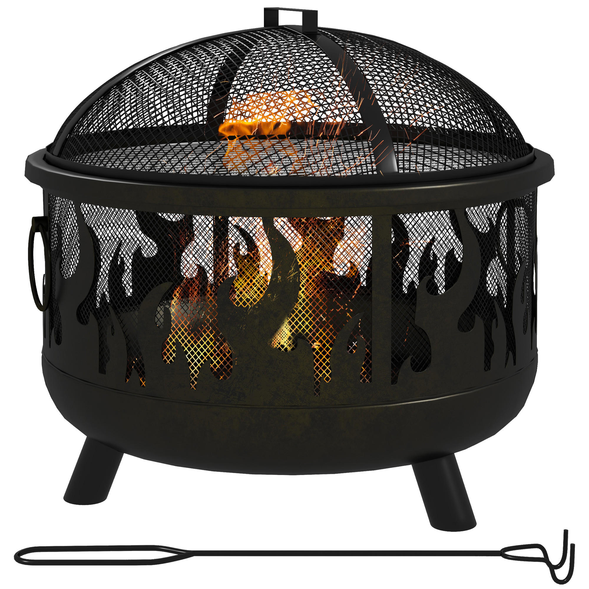 FEUERSCHALE, Metall, Schwarz - Schwarz, Metall (61/55/61cm) - Outsunny