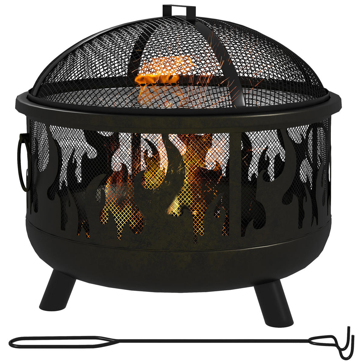 FEUERSCHALE, Metall, Schwarz - Schwarz, Metall (61/55/61cm) - Outsunny