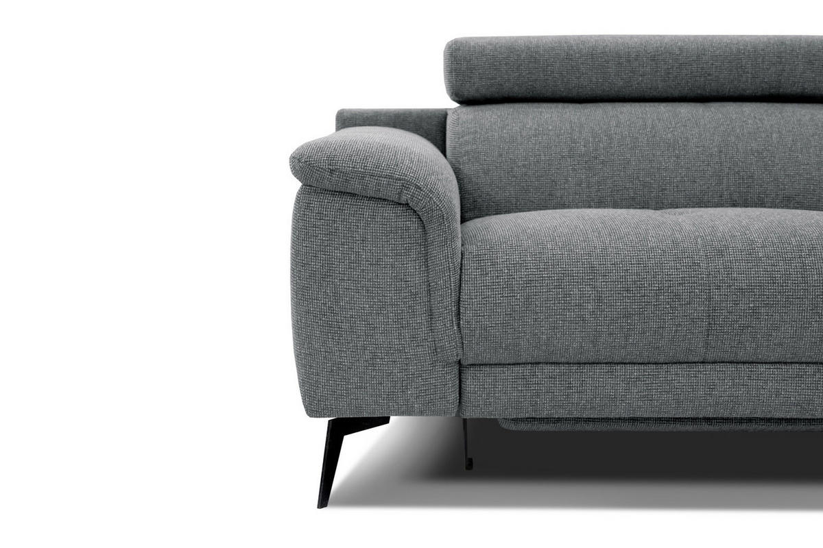 RELAXSOFA FIERO 3-Sitzer mit 1 Relaxfunktion, grau - Schwarz/Grau, Holzwerkstoff/Textil (212/82/103cm) - Courtois Laville
