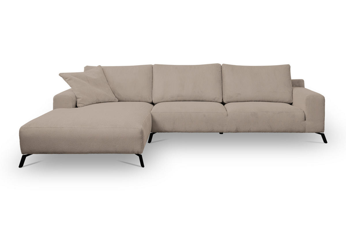 ECKSOFA Aspen in L-Form, Coach Farbe: Braun, Cordstoff, Ottomane Links - Braun, Textil (187/312cm) - VENASI MÖBEL