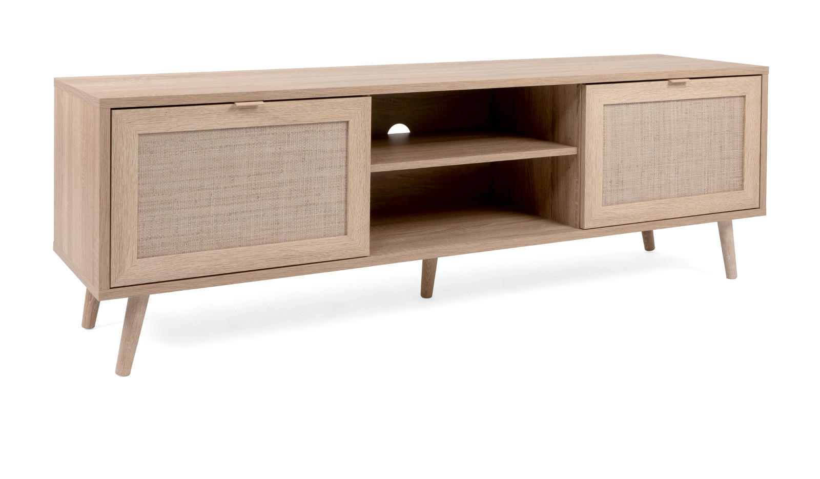 TV-LOWBOARD Eiche Sonoma, Bast-Dekor 150 cm, TV-Unterteil skandinavisch - Eichefarben, Holz/Holzwerkstoff (150/52/40cm) - Furn.Design