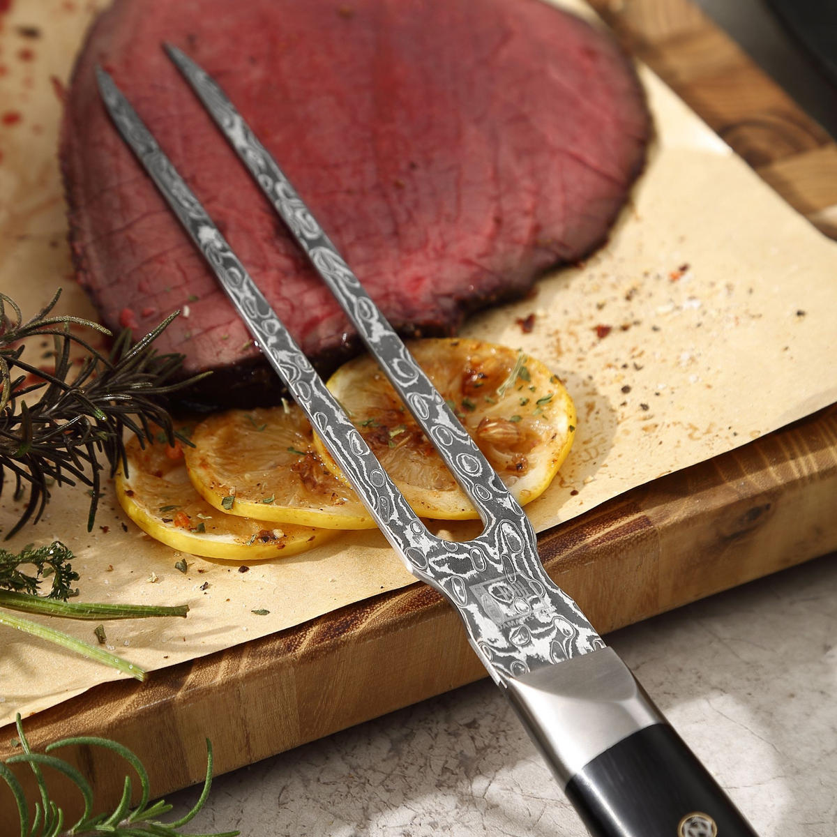 TRANCHIERGABEL 14 cm - Schwarz, Holz/Metall (32cm) - Zayiko