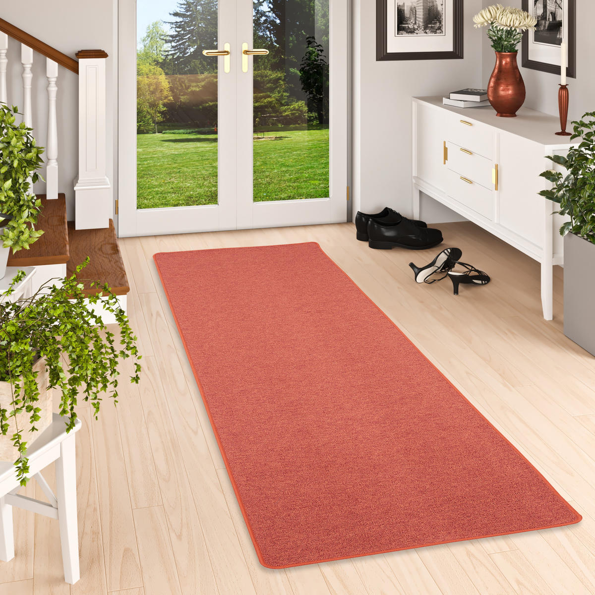 FEINSCHLINGEN VELOUR LÄUFER TEPPICH STRONG - Terra cotta, Textil (80/200cm) - Snapstyle