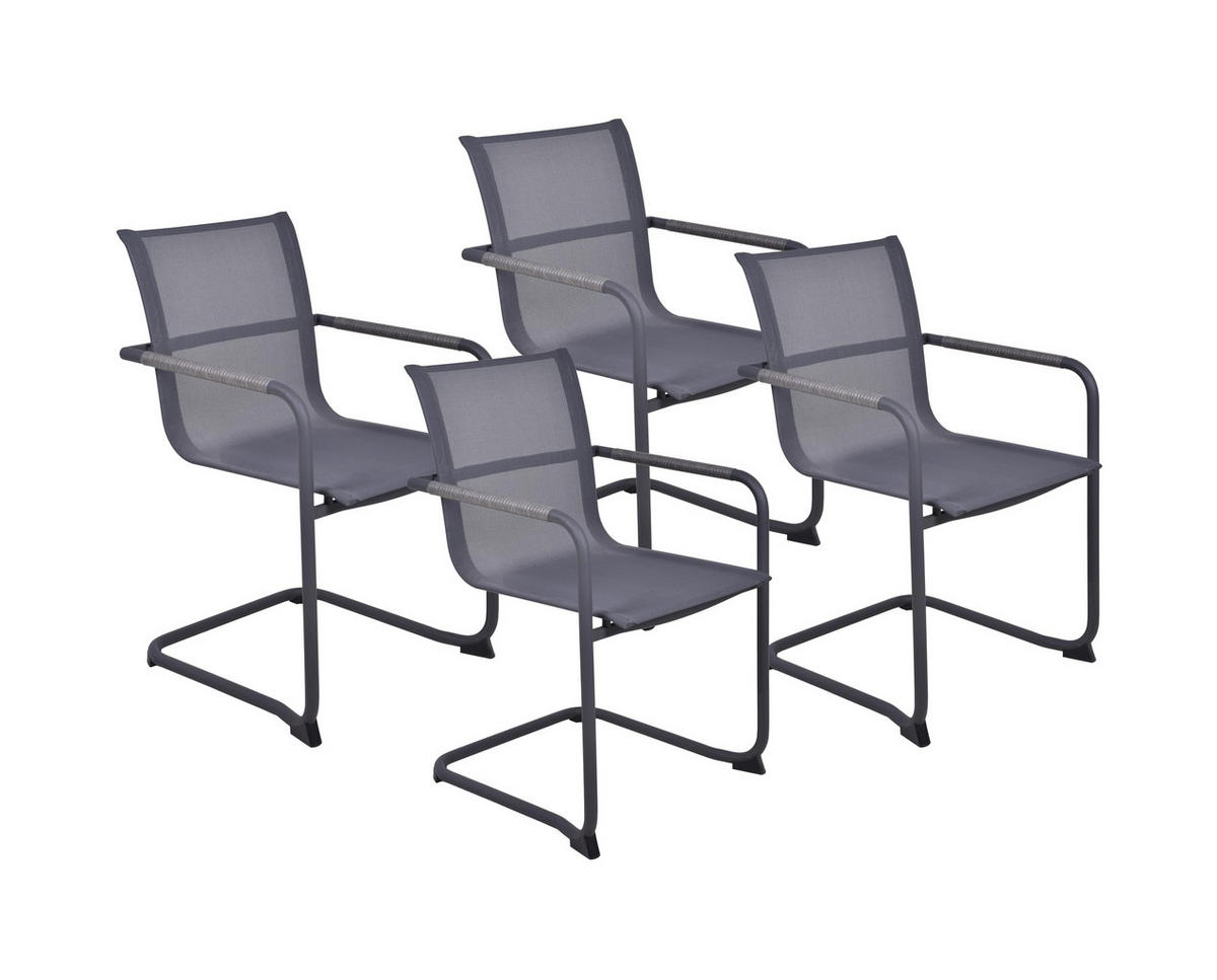 GARTENSTUHL 4er Set Boris Freischwinger - Grau, Kunststoff (57/89/59cm) - DELUKE