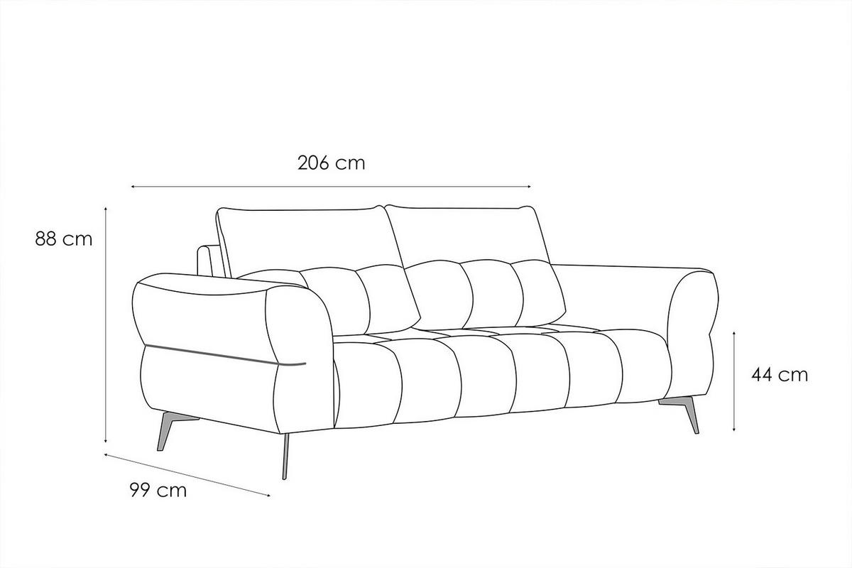 SOFA SALVINI 2,5-Sitzer, dunkelblau - Schwarz/Dunkelblau, Holzwerkstoff/Textil (176/88/99cm) - Courtois Laville