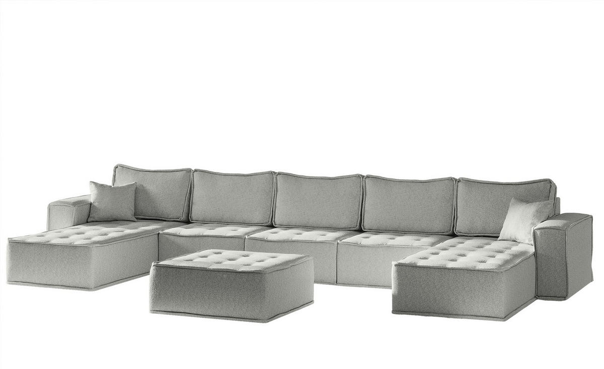 WOHNLANDSCHAFT Sande In Alpine - Hellgrau, Holzwerkstoff/Textil (452/85/192cm) - Fun Möbel