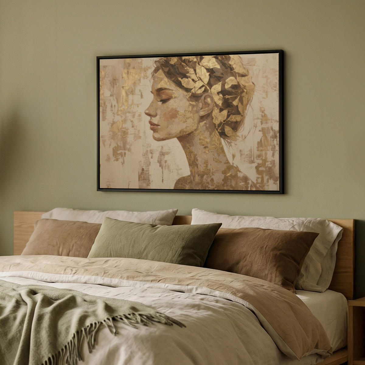 LEINWAND Bilder mit Rahmen - Frau - Gold - Abstrakt - Textur - 70x50 - Goldfarben, Textil (70/50cm) - MuchoWow