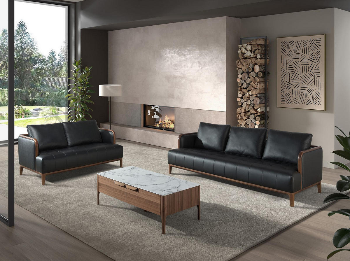 COUCHTISCH Rechteckiger Couchtisch aus Glas mit Marmor- und Nussbaumimitation 120/60/40 cm - Messingfarben/Nussbaumfarben, Glas/Holz (60/120/40cm) - ANGEL CERDA