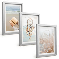 BILDER SET 3er Set - 20x30 cm Silberner Rahmen - Friedliche sommerliche Boho-Landschaften - Silberfarben, Kunststoff (20/30cm) - TULUP