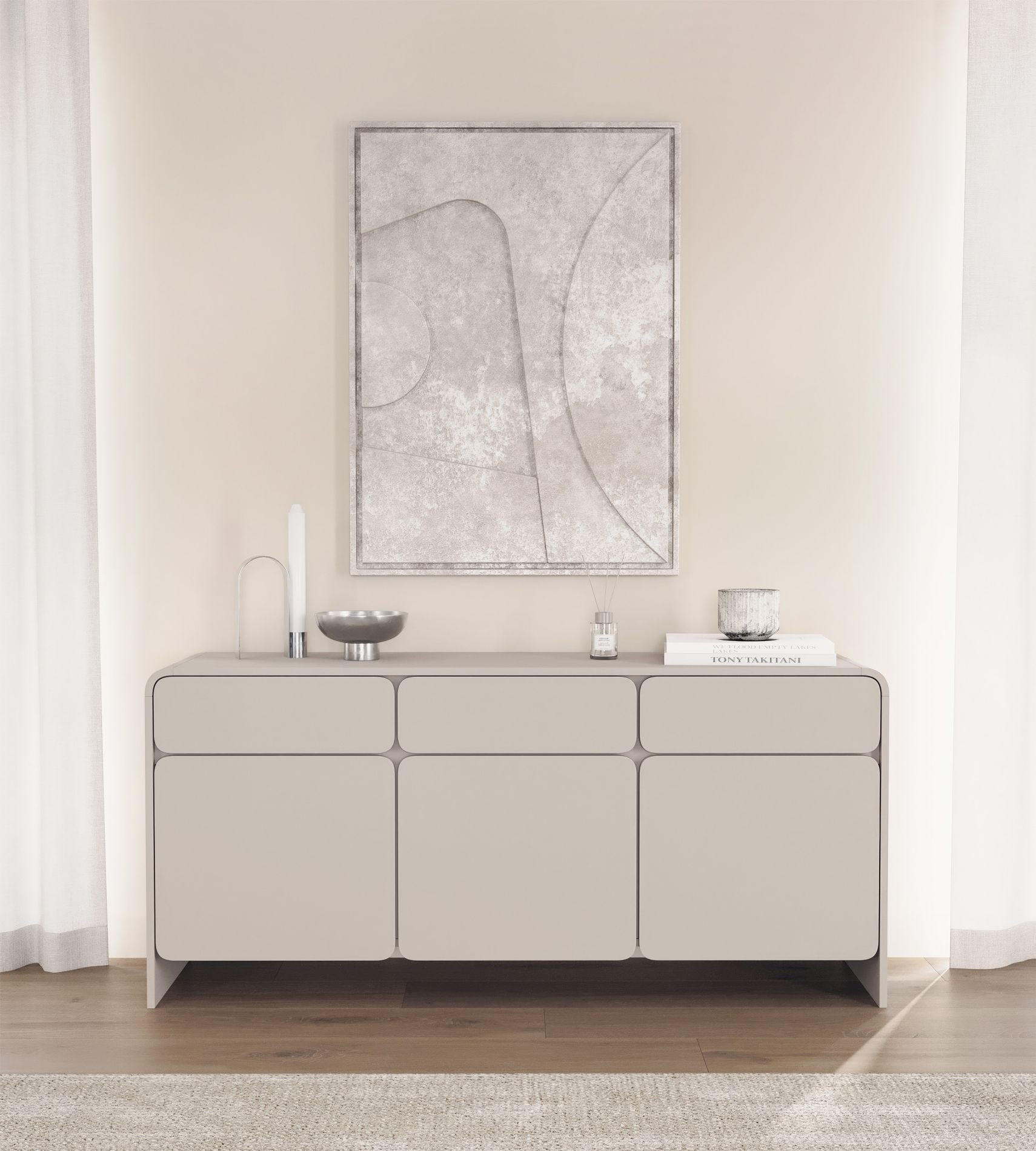 Thumbnail - Selsey Sideboard, Taupe, Holzwerkstoff, 6 Fächer, 3 Schubladen, Rechteckig, 156x72.5x39 cm, Wohnzimmer, Kommoden & Sideb...