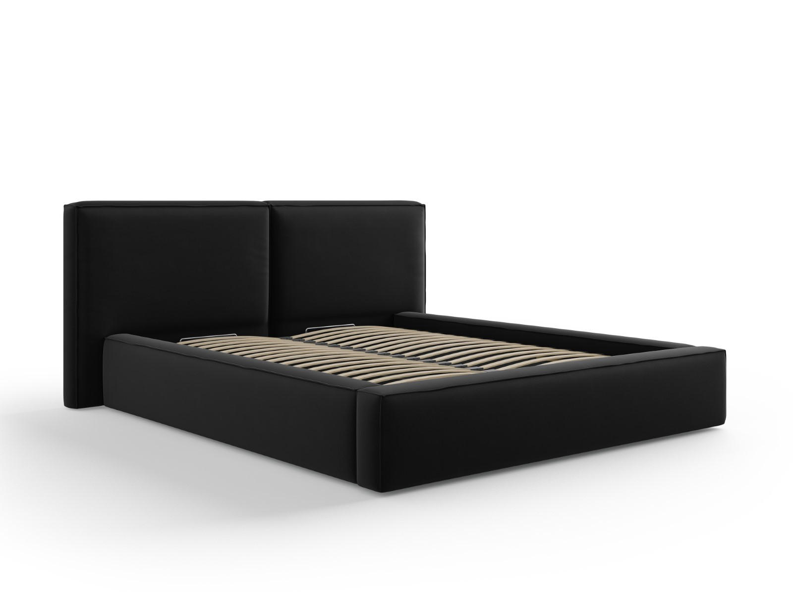 BETT mit Bettkasten und Kopfteil Jodie aus Samt schwarz 160x200cm - Schwarz, Textil (160/200cm) - Micadoni