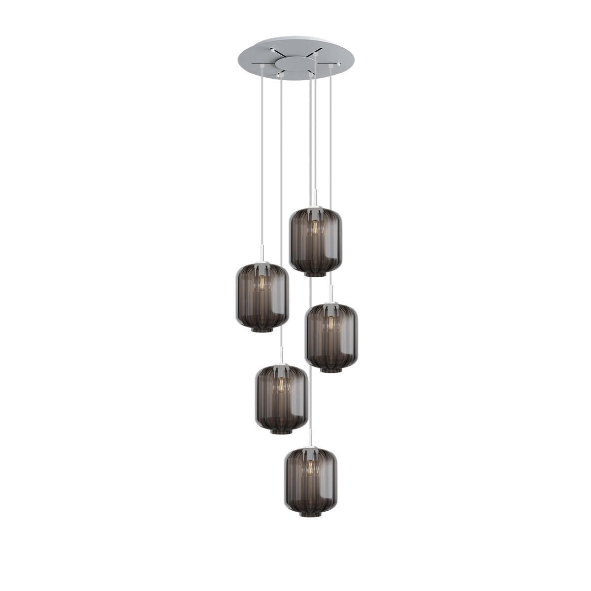 GALERIELEUCHTE Velo 5-flammig Rauch Ø 25cm - Anthrazit/Weiß, Glas (25/25/27cm) - s.luce