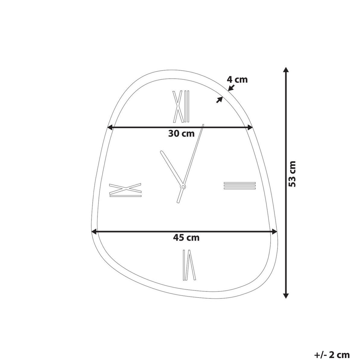 WANDUHR Dunkelbraun Castalla - Silberfarben/Schwarz, Glas (45/53/4cm) - Beliani