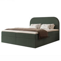 BOXBETT FUZZI 180x200 cm Graugrün (Bouclé-Stoff) - mit 2 Bettkästen, Bonellmatratze und weichem Kopfteil - Grau/Grün, Holzwerkstoff/Textil (180/200cm) - Ravio