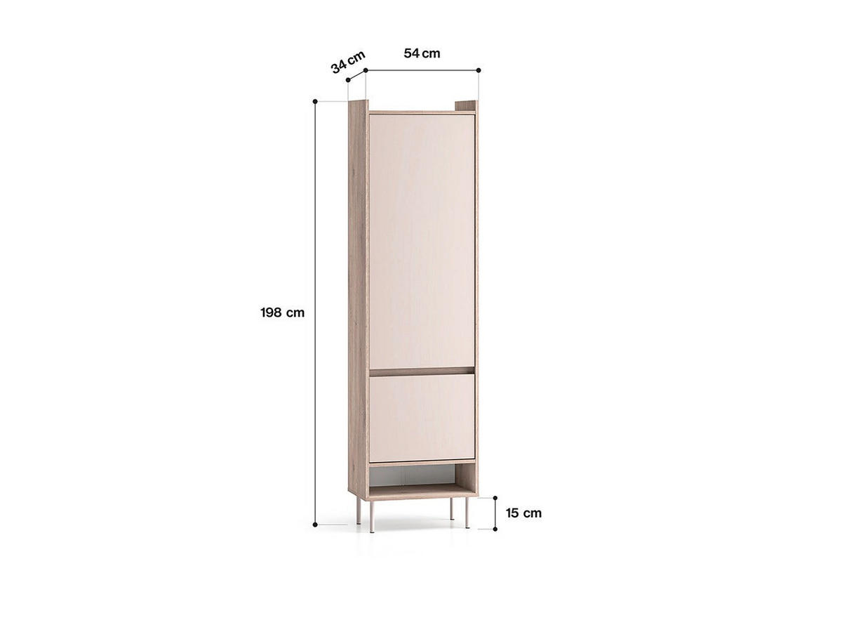 GARDEROBENSCHRANK – 54 cm – Voco – Kaschmir / Eichefarben - Kaschmir/Eichefarben, Holzwerkstoff (54/198/34cm) - hi-markt