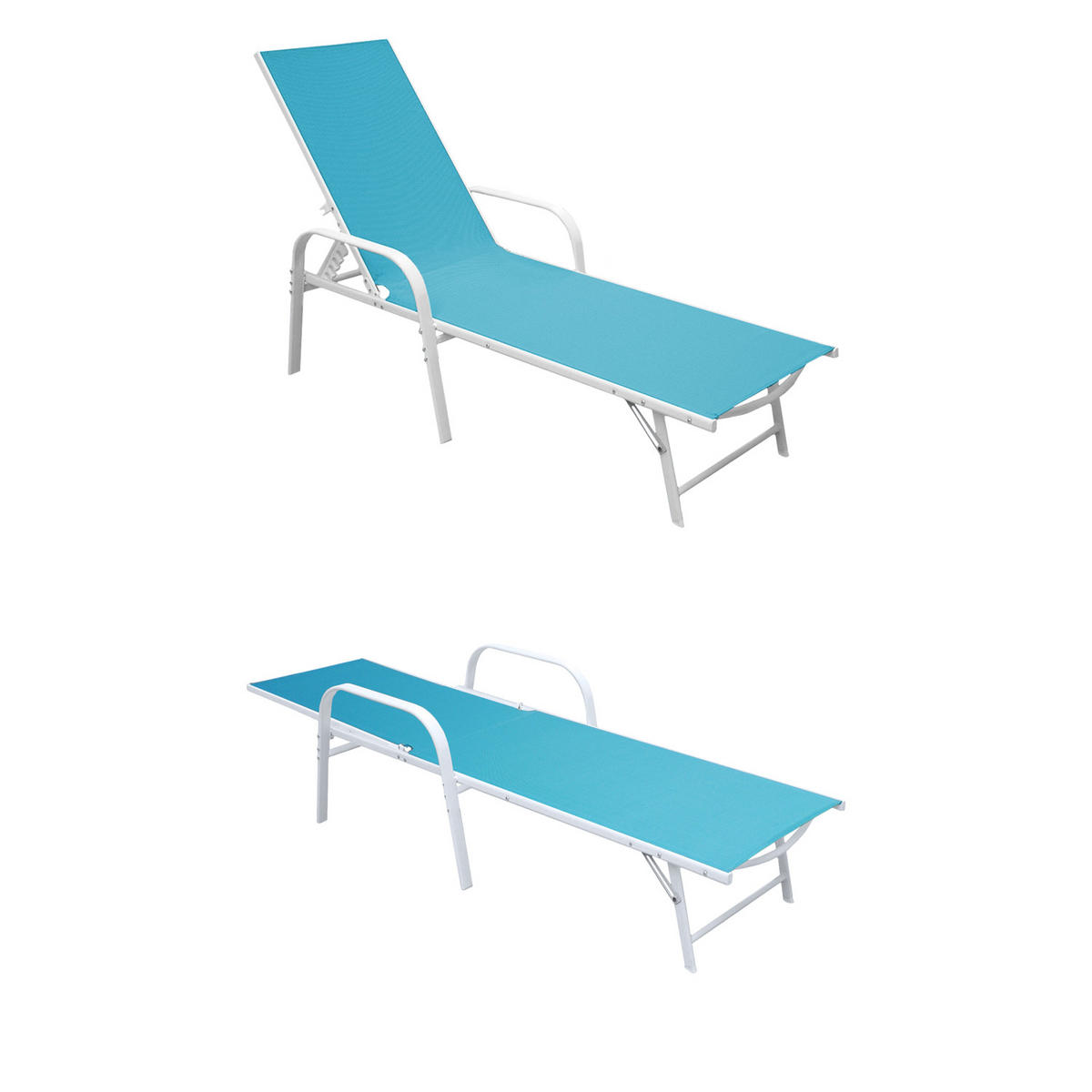 SONNENLIEGEN Sardinia Blau und weiß 2er-Set - Blau, Kunststoff (60.5/87.5/192.5cm) - Happy Garden