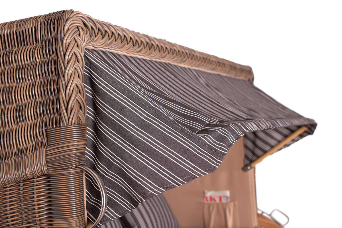 STRANDKORB XXL Düne Grande Teak PE Grey - Braun/Grau, Metall (170/170/95cm) - Mr. Deko