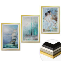 WANDBILDER 3er Set - 40x60 cm Goldrahmen - Abstrakte Tänzerin auf dem Schiffsmeer - Goldfarben, Kunststoff (40/60cm) - ArtPrintCave