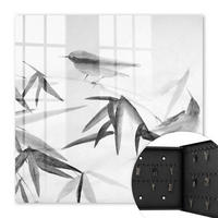 SCHLÜSSELBOX Schwarz 30x30 cm- Türöffnung nach rechts - Bambus Natur - Weiß, Metall (30/30/5cm) - TULUP