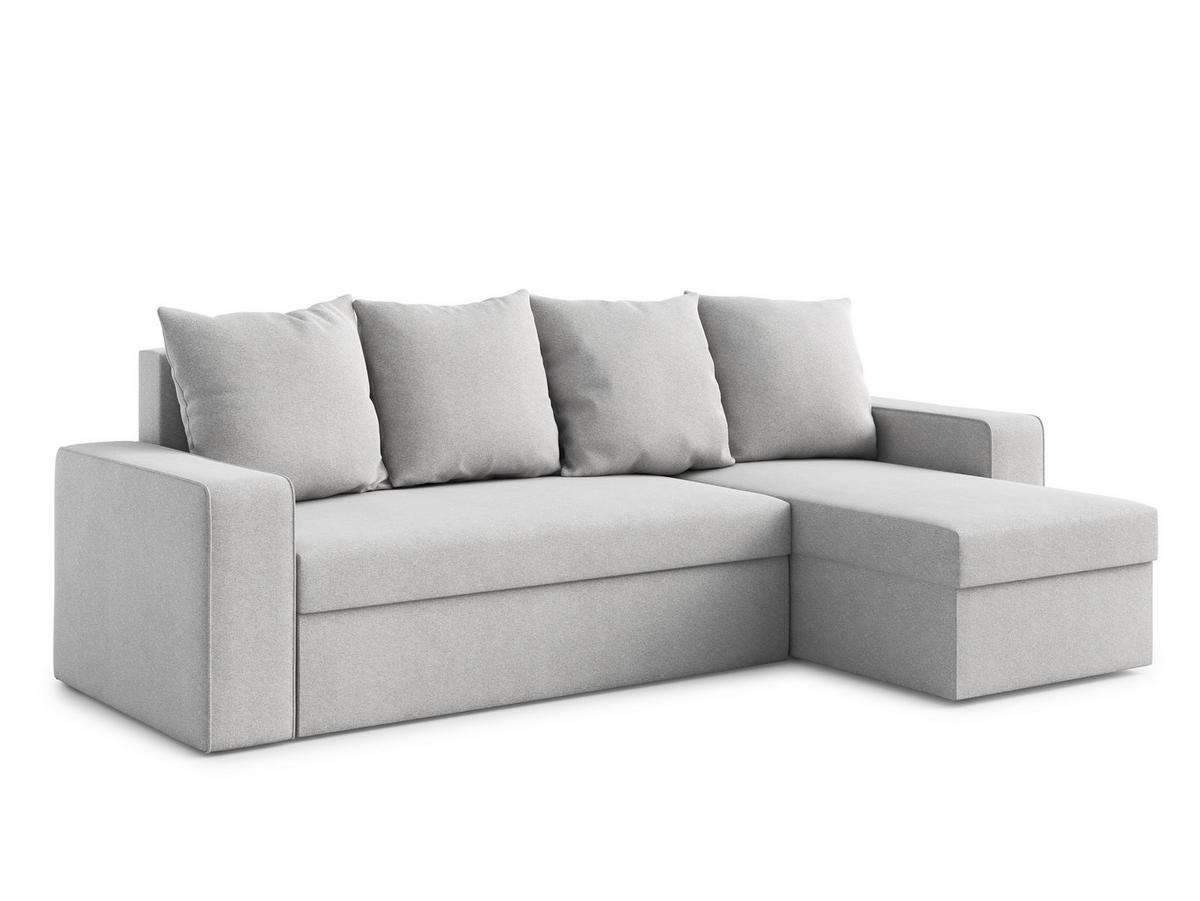 ECKSOFA L Form Climpy Hellgrau 242/145/98 cm – mit Schlaffunktion und Bettkasten - Hellgrau/Schwarz, Kunststoff/Textil (242/145cm) - AX Living