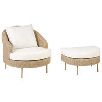 SESSEL mit Ottomane Rattan PE natürlich Arcille - Naturfarben, Kunststoff (80/80/151cm) - Beliani