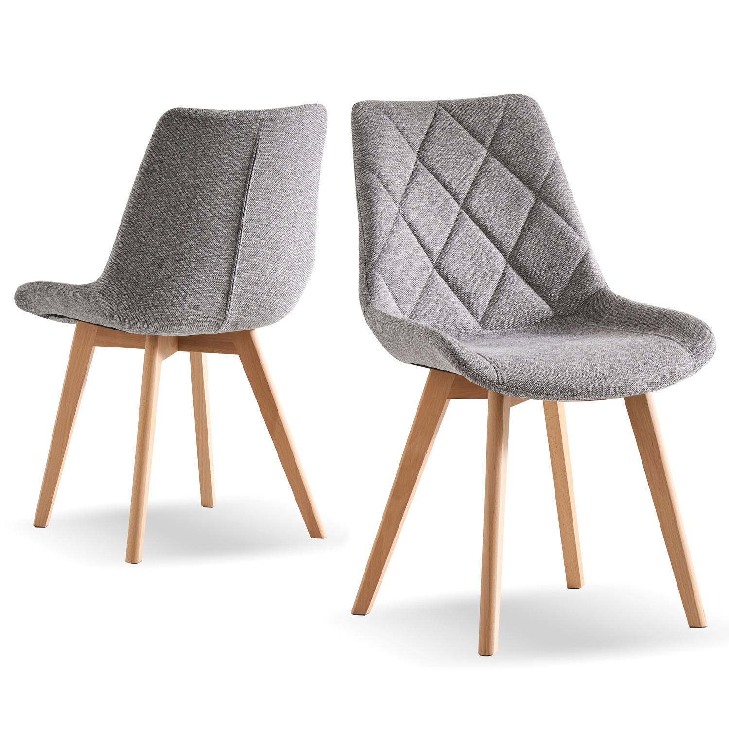 STUHL TANIA Grau 2 Stück - Grau, Holz/Textil (52/88/60cm) - B&D Home