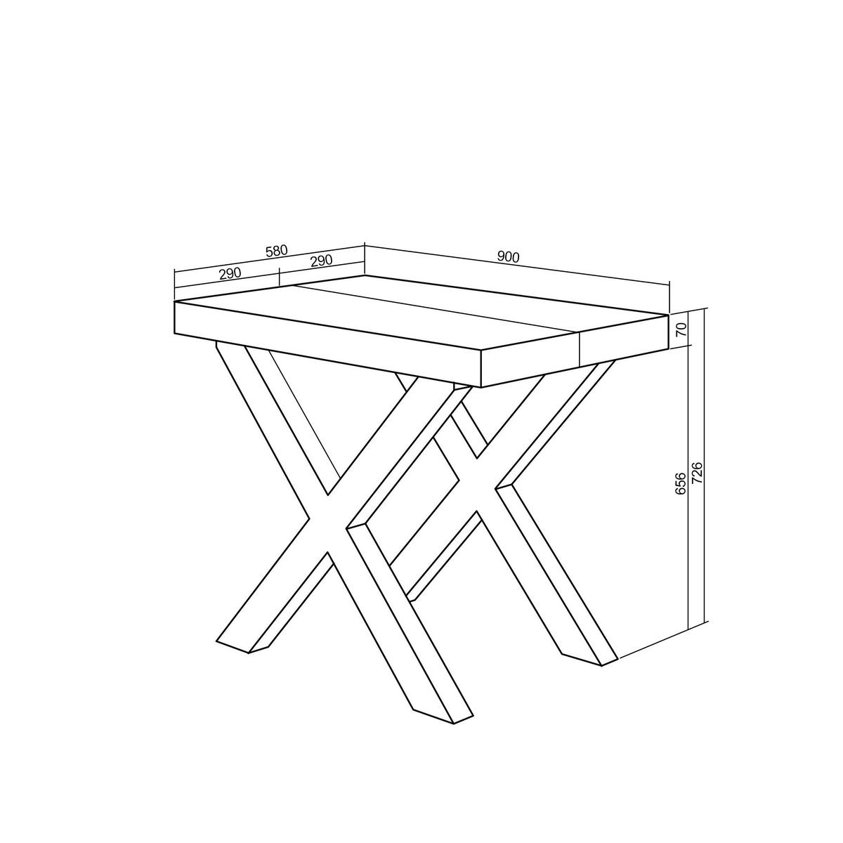 KONSOLENTISCH ausziehbar 58 bis 140cm, für 6 Gäste, eiche, 90/58/73cm - Eichefarben, Holzwerkstoff (90/140/73cm) - Skraut Home