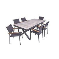 GARTEN-SITZGRUPPE Jana 7-teilig Gartenmöbel-Set - Grau, Metall - DELUKE