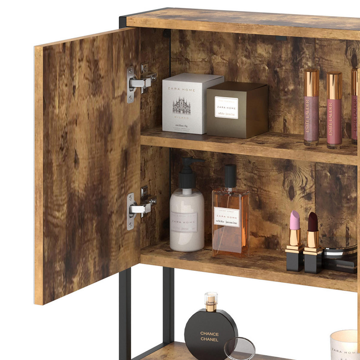 BADSPIEGELSCHRANK Fyrk Antikholz 60 x 60.6 cm - Alteiche/Schwarz, Holzwerkstoff (60/60.6/16cm) - Vicco