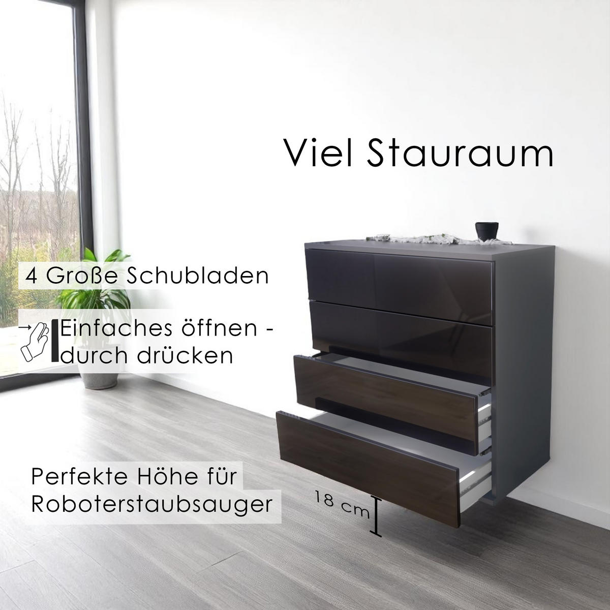GARDEROBE Horizon Grau Hochglanz - Grau, Holzwerkstoff (142/146/35cm) - Vladon