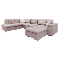 WOHNLANDSCHAFT Niko Bis Premium, Seite: Rechts - Hellrosa/Beige, Holz/Textil (348/76/205cm) - MIRJAN24