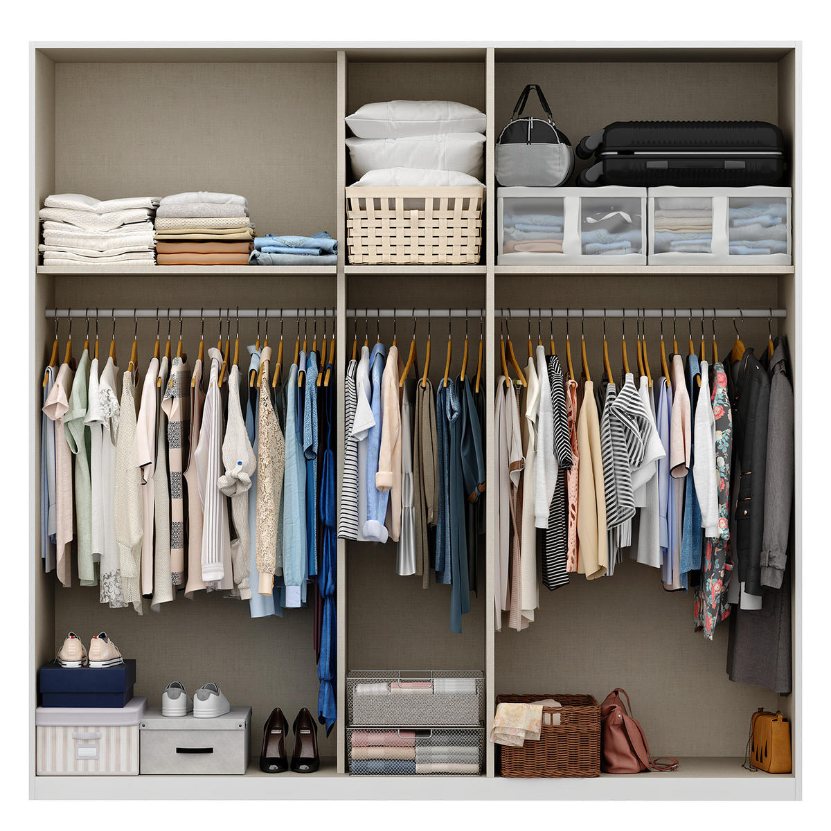 SCHWEBETÜRENSCHRANK - Weiß, Holzwerkstoff (225/222/68cm) - home24