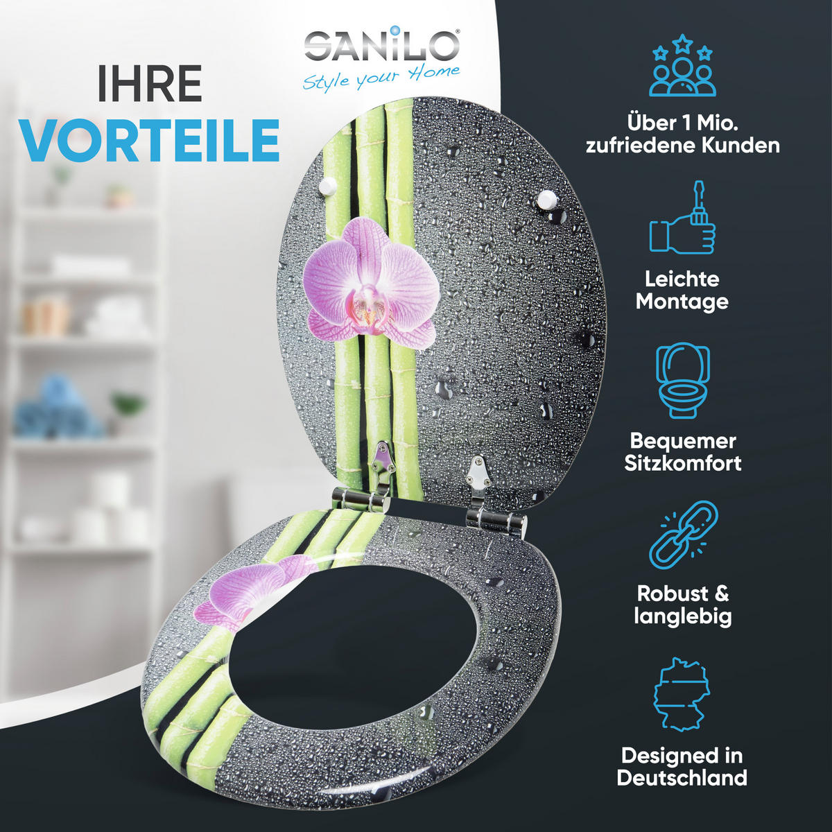 WC-SITZ mit Absenkautomatik Asia - Violett, Holzwerkstoff (38/6/47cm) - Sanilo