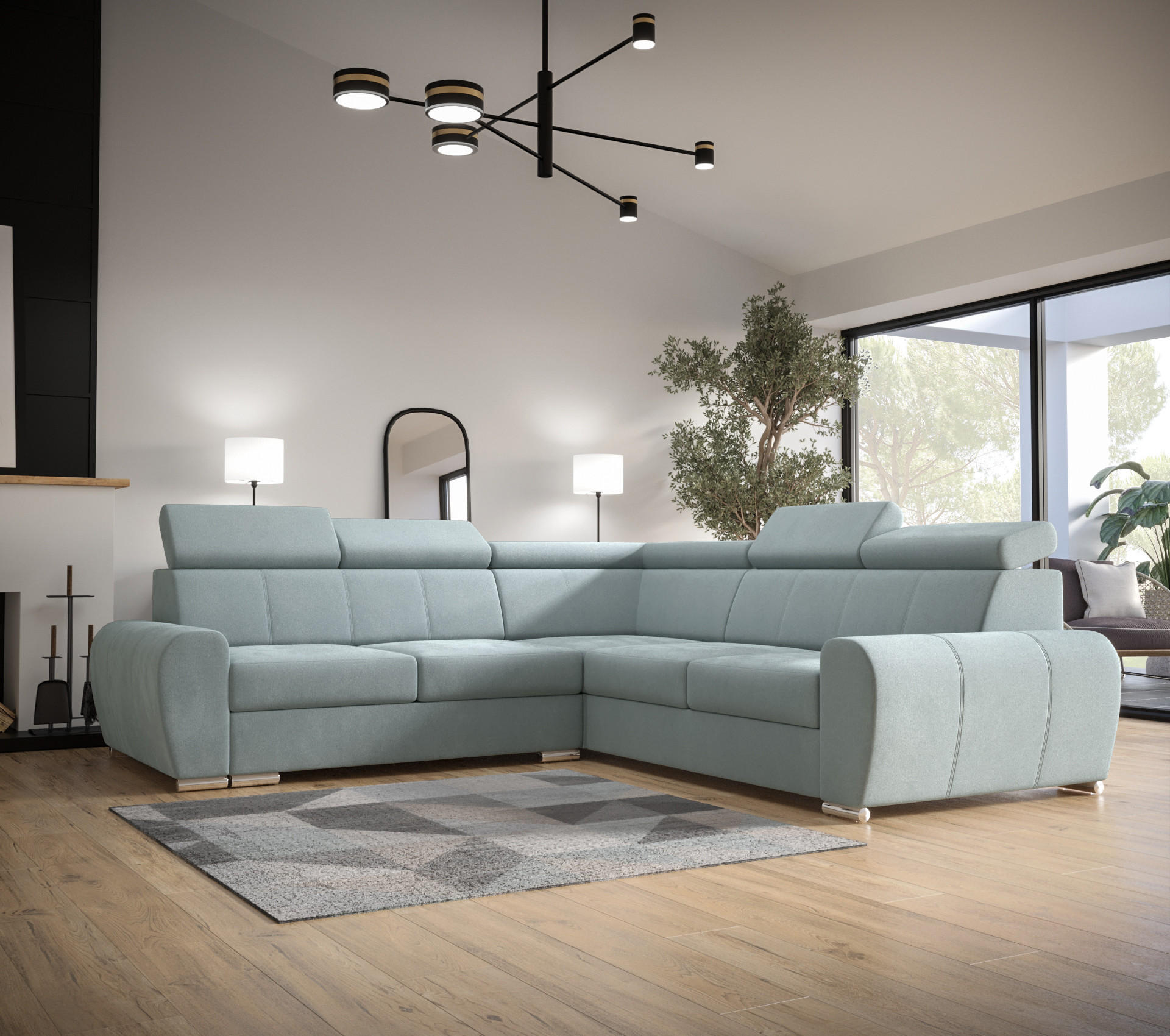 ECKSOFA APOLLO,mit Schlaffunktion und Bettkasten, Farbe: Rot, Velourstoff, Ottomane Rechts - Rot, Textil (255/255cm) - O-Sofa