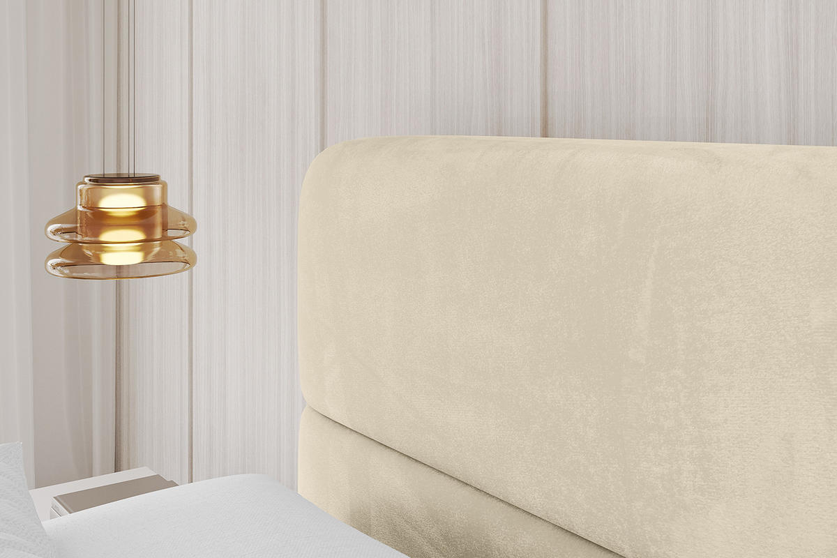 POLSTERBETT mit Bettkasten und Lattenrost, Boxbett ohne Matratze - ELVA 200x200 Beige - Ecru, Holzwerkstoff/Textil (200/200cm) - ALTDECOR