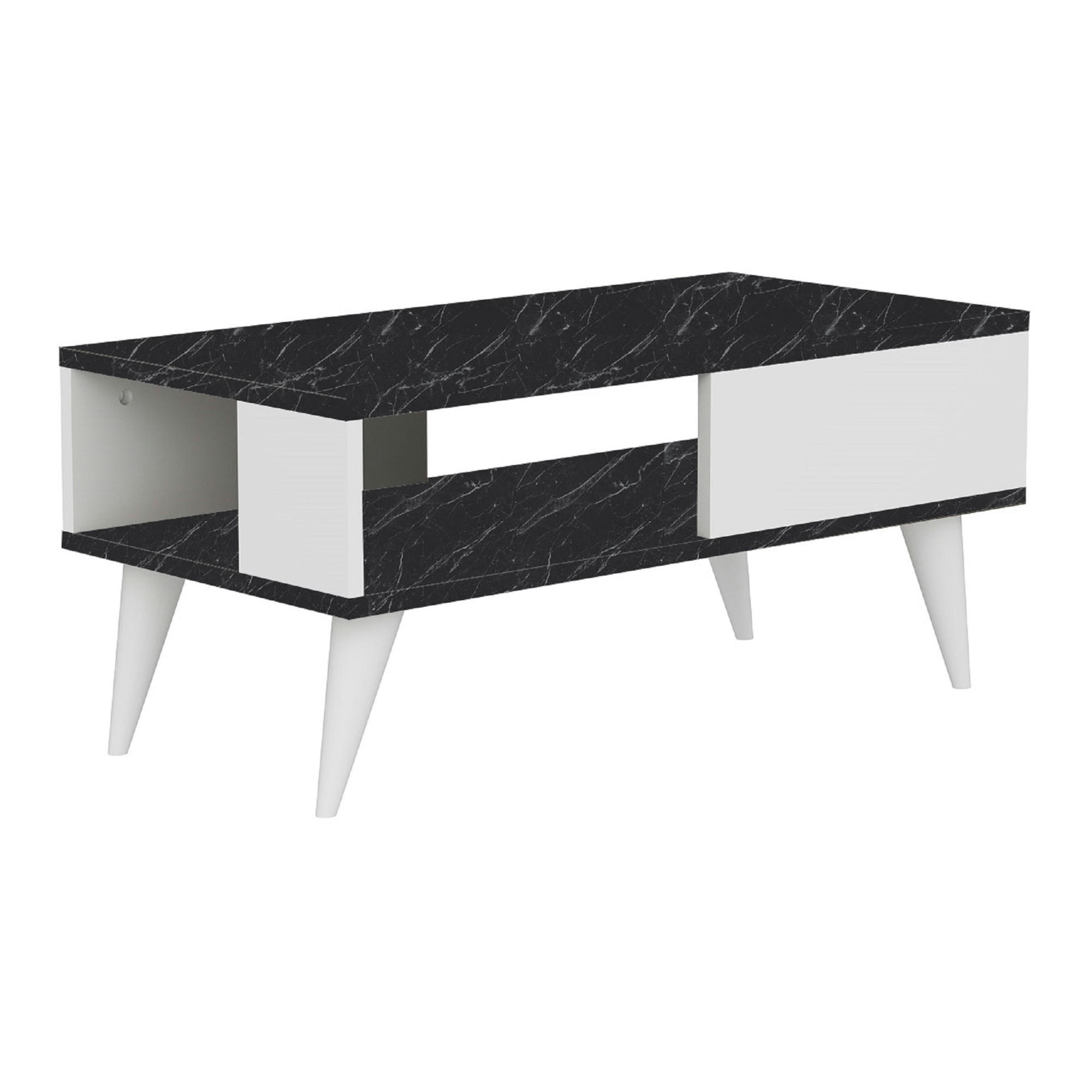 COUCHTISCH Ludvika 90/45/40 cm - Schwarz/Weiß, Holzwerkstoff/Kunststoff (45/90/40cm) - [en.casa]
