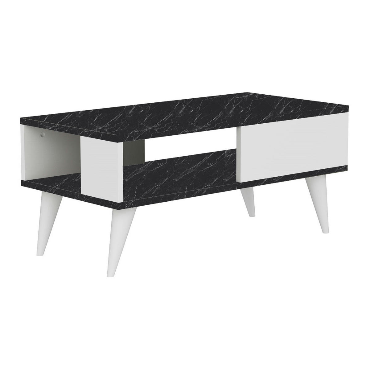 COUCHTISCH Ludvika 90/45/40 cm - Schwarz/Weiß, Holzwerkstoff/Kunststoff (45/90/40cm) - [en.casa]