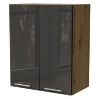 KÜCHENHÄNGESCHRANK Essen W3/60 Graphit Hochglanz / Eiche Artisan Matt 60 / 32,5 / 72cm - Graphitfarben/Eiche Artisan, Holz/Holzwerkstoff (60/72/32.5cm) - Feldmann-Wohnen