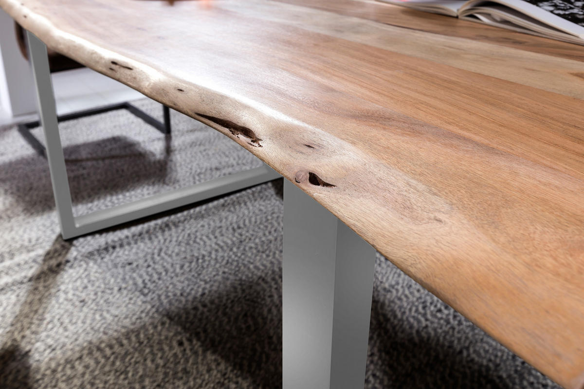 ESSTISCH MORITZ - Beige/Silberfarben, Holz/Metall (90/180/77cm) - SAM