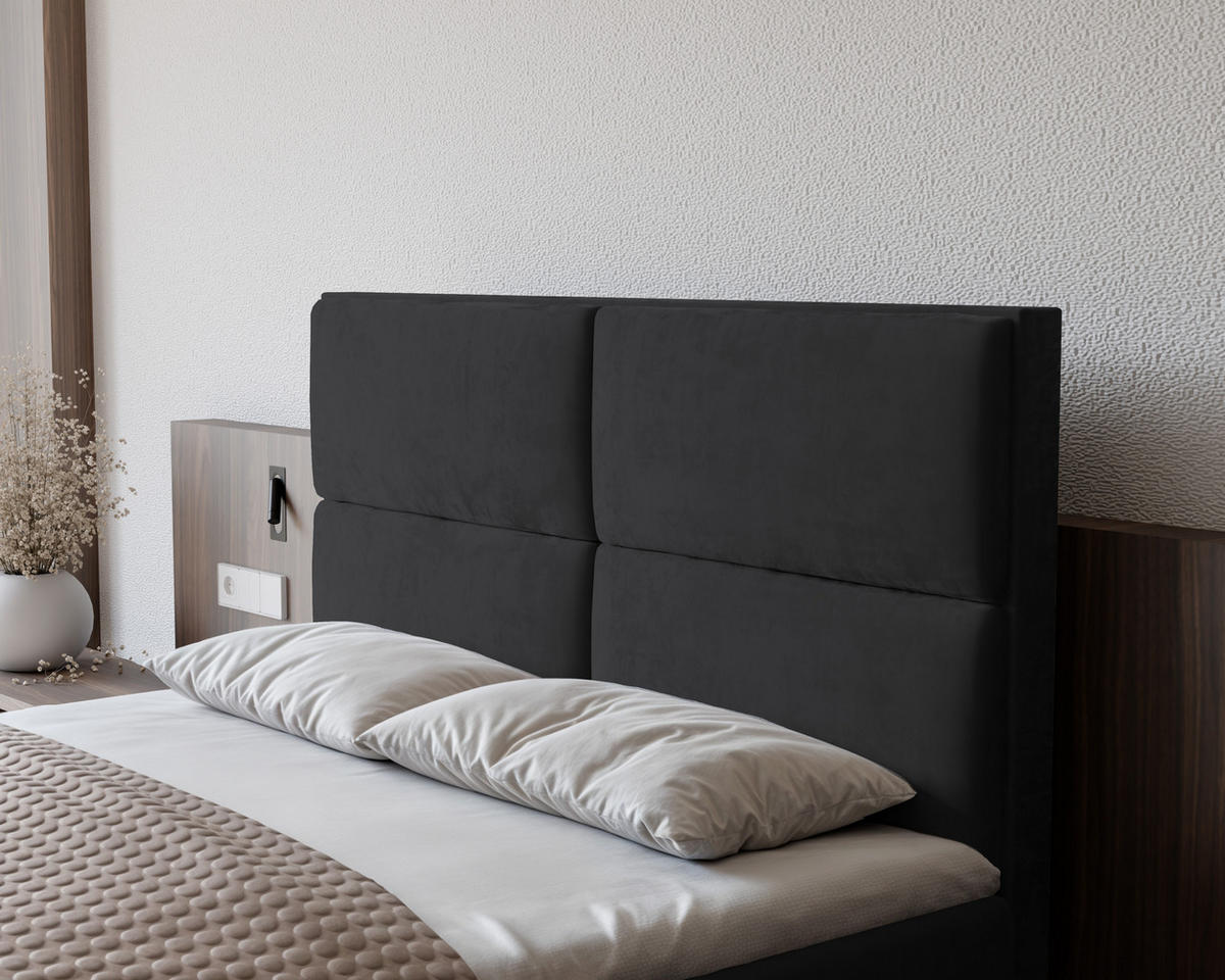 BOXBETT ORFEO 160/200 cm mit Matratze und Topper, Grau - Grau, Textil (160/200cm) - Idohome