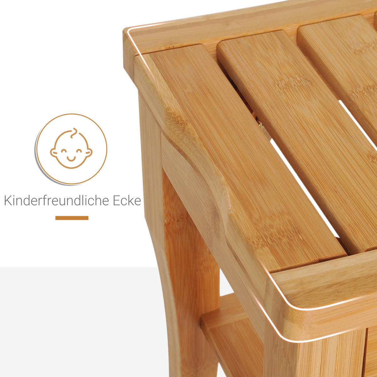 DUSCHHOCKER DE-10530 mit Ablage & Bambus Natur - Naturfarben, Naturmaterialien (26/44.5/47.5cm) - ComfortXL