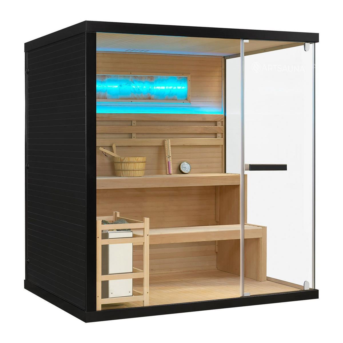 SAUNA Vantaa 175 x 140 cm mit 8 kW Saunaofen - Naturfarben, Holz (140/190/175cm) - Artsauna