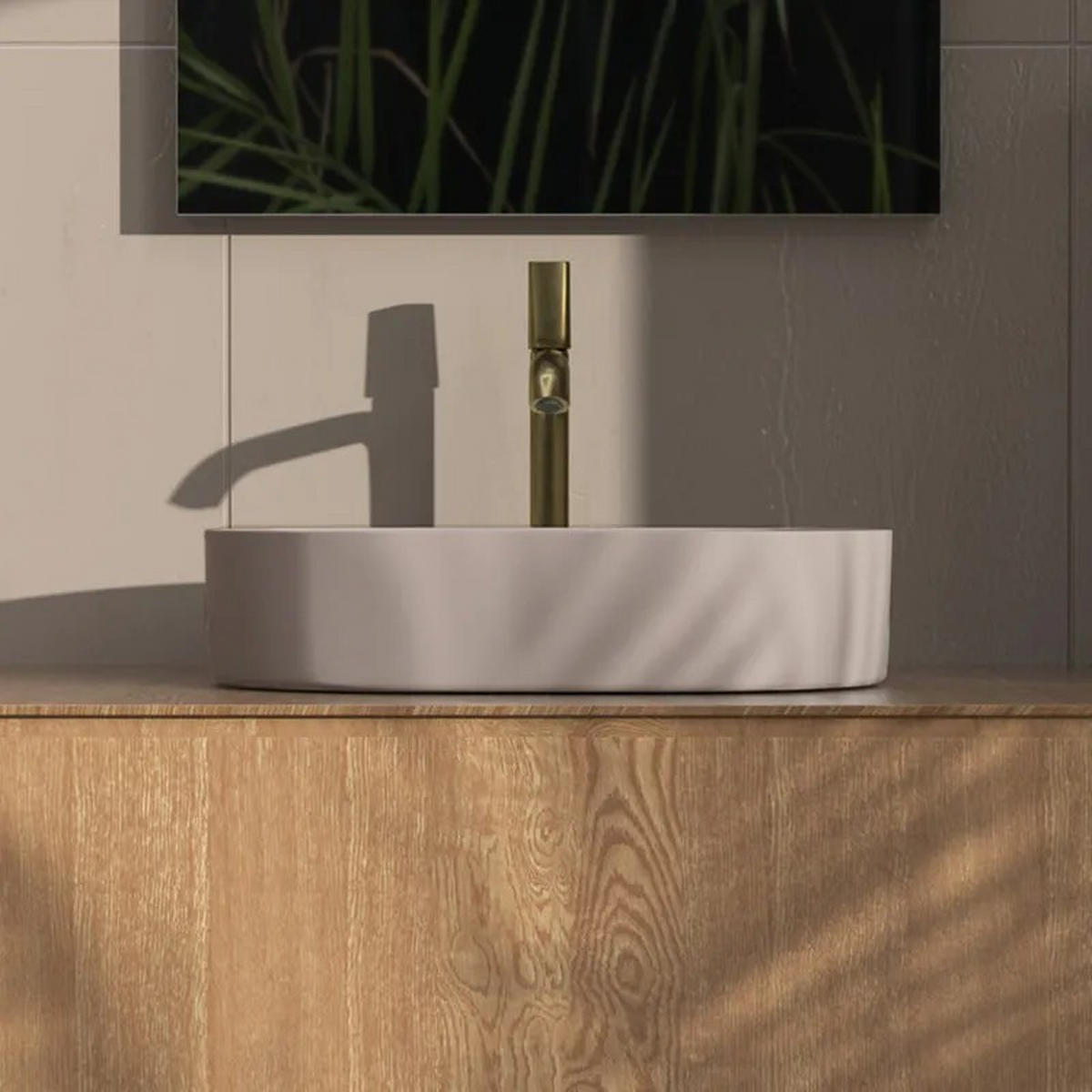 AUFSATZWASCHBECKEN Rea Nadia 60 Beige Matt - Beige, Keramik (38.5/12/61cm) - REA
