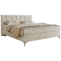BOXBETT DRINEA 160/200 - Hellbeige Velours - H4 - Beige, Textil (160/200cm) - MKS