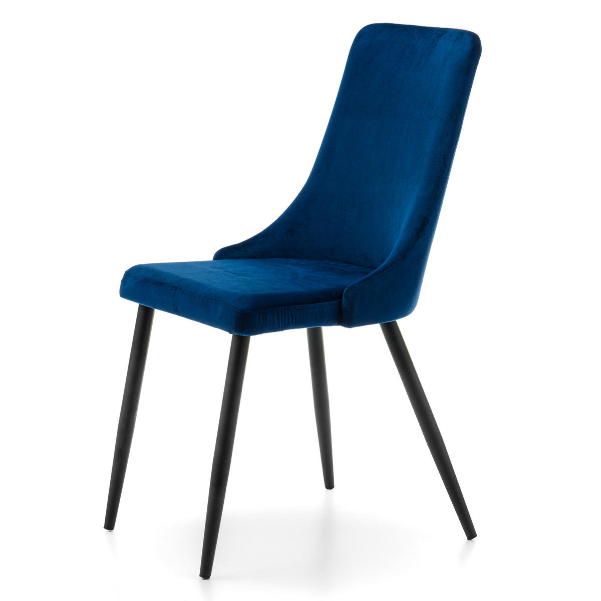 STUHL UNO gepolstert - dunkelblau - Samt Velours - Schwarz/Dunkelblau, Textil/Metall (48/95/57cm) - NEW HOME
