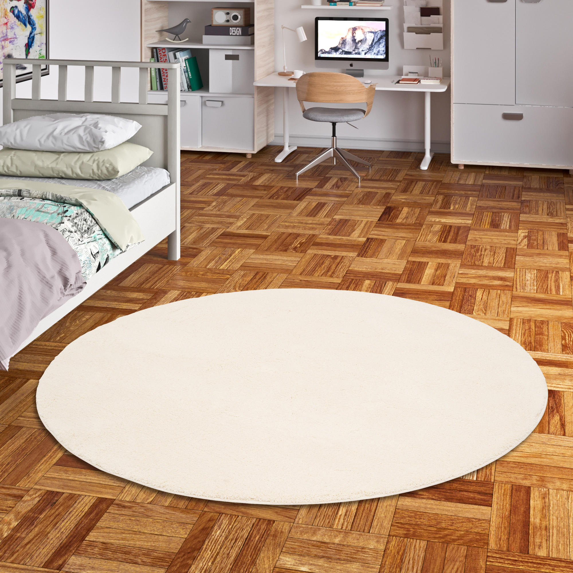 SUPER SOFT KINDER HOCHFLOR TEPPICH SILKY KIDS RUND - Creme, Textil (200/200cm) - Pergamon