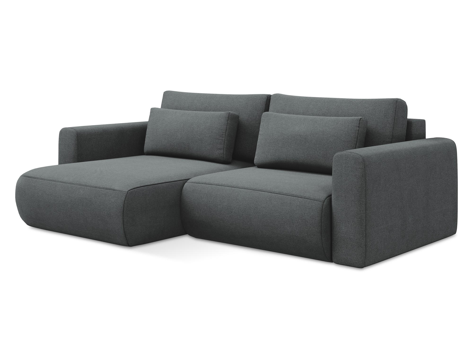ECKSOFA mit Schlaffunktion Strukturstoff Stoff Grau - Schwarz/Grau, Kunststoff/Textil (149/240cm) - Makamii