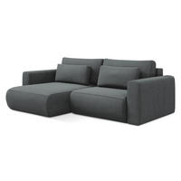 ECKSOFA mit Schlaffunktion Strukturstoff Stoff Grau - Schwarz/Grau, Kunststoff/Textil (149/240cm) - Makamii