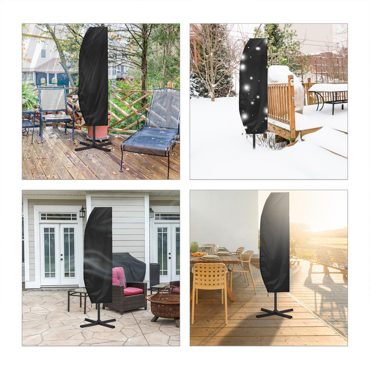 SONNENSCHIRM-SCHUTZHÜLLE - Schwarz, Textil (74/260/0.4cm) - Relaxdays